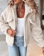 Elizabeth | Women’s Sherpa Button-Front Casual Jacket - Warm Layered Outerwear with Front Pockets