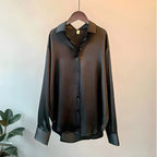 Women’s Silk Blouse – Long Sleeve Button-Front Shirt - Summer Top - Smart Casual Wear