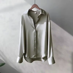Women’s Silk Blouse – Long Sleeve Button-Front Shirt - Summer Top - Smart Casual Wear