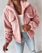 Elizabeth | Women’s Sherpa Button-Front Casual Jacket - Warm Layered Outerwear with Front Pockets