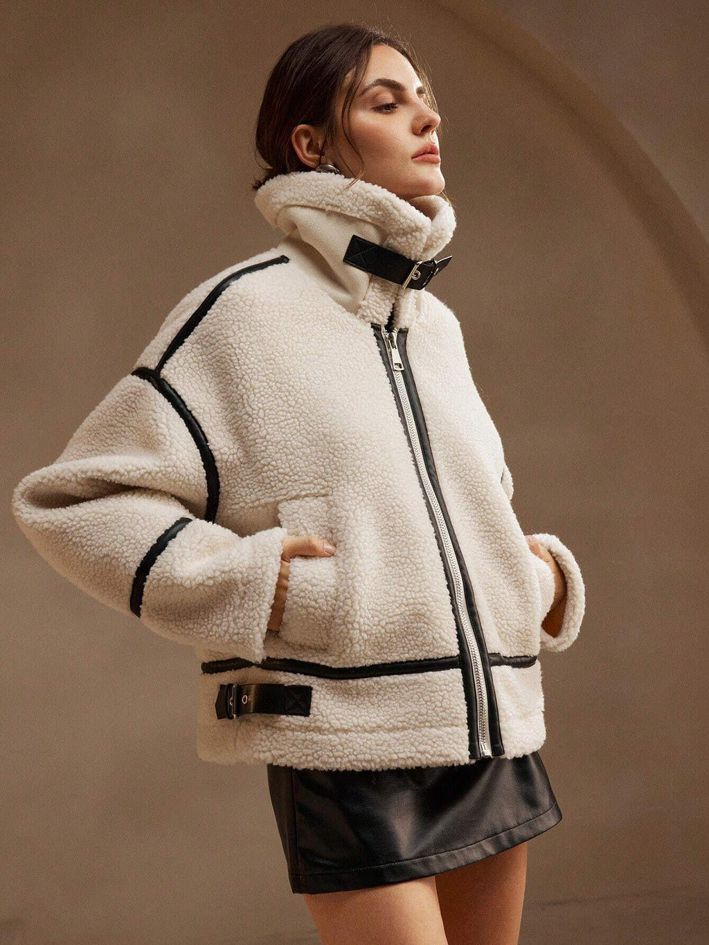 Ellie | Women’s Oversized Sherpa Jacket - Comfortable Layered Stylish Cool Weather Jacket
