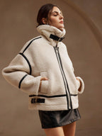 Ellie | Women’s Oversized Sherpa Jacket - Comfortable Layered Stylish Cool Weather Jacket