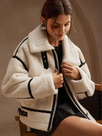 Ellie | Women’s Oversized Sherpa Jacket - Comfortable Layered Stylish Cool Weather Jacket
