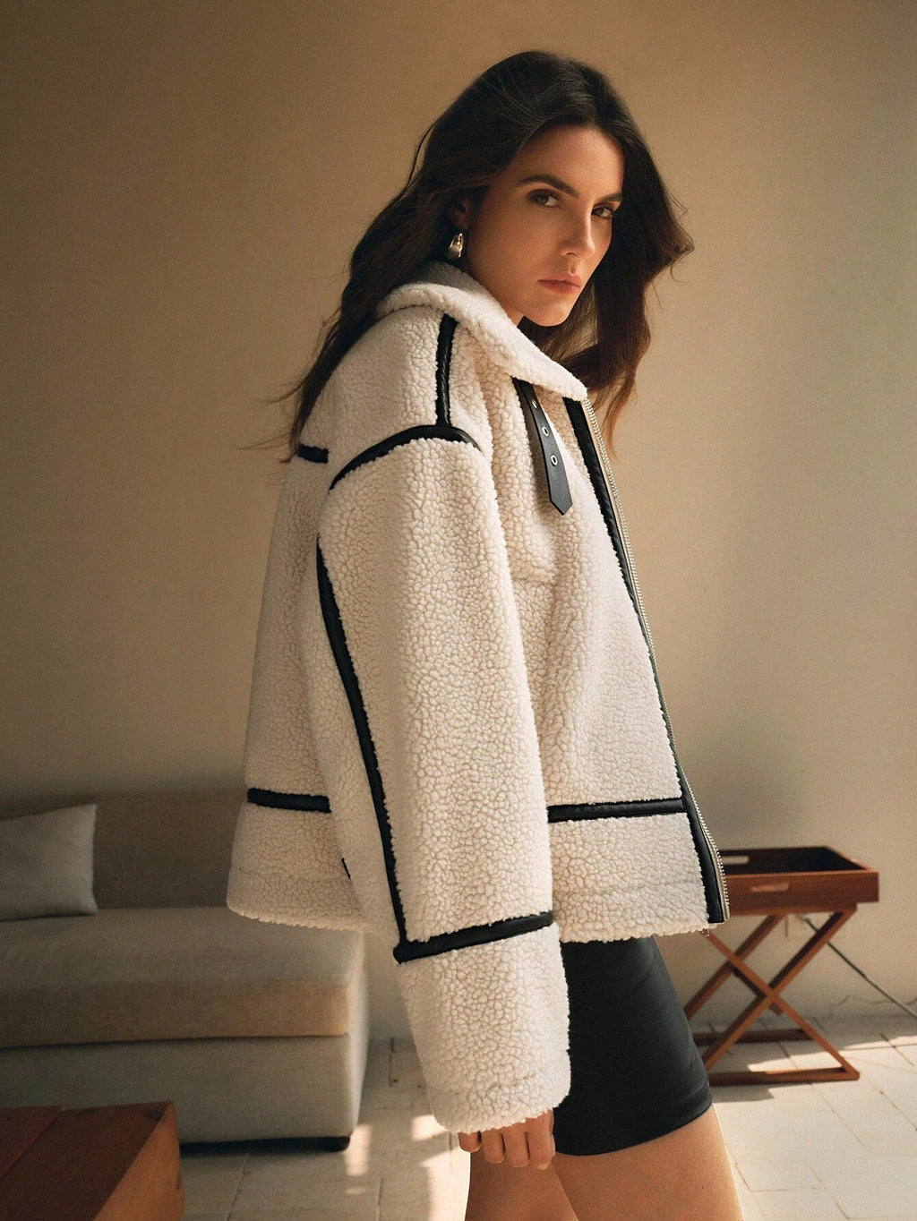 Ellie | Women’s Oversized Sherpa Jacket - Comfortable Layered Stylish Cool Weather Jacket