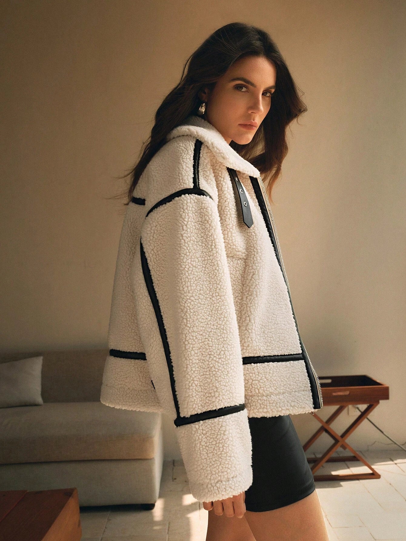 Ellie | Women’s Oversized Sherpa Jacket - Comfortable Layered Stylish Cool Weather Jacket