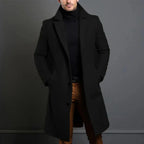Men’s Overcoat Slim Fit - Faux Wool, Mid Length Winter Coat with Button Closure
