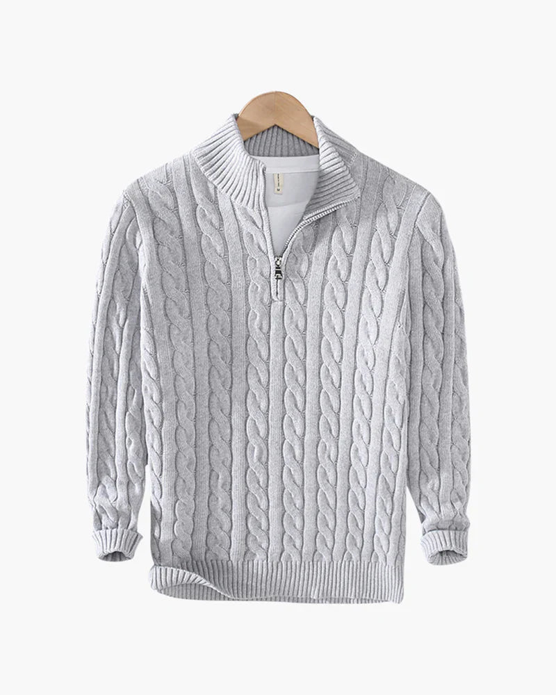 Cannes Half Zip Sweater - Light grey