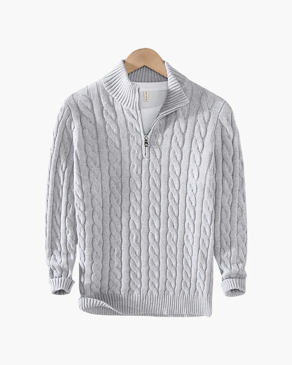 Cannes Half Zip Sweater - Light grey