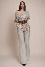 Women’s One Shoulder Wide Leg Jumpsuit – Artistic Print Design