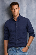 Men’s Classic Button-Down Shirt with Smart Collar, Long Sleeve