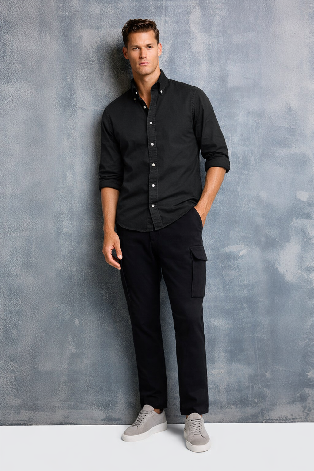 Men’s Classic Button-Down Shirt with Smart Collar, Long Sleeve