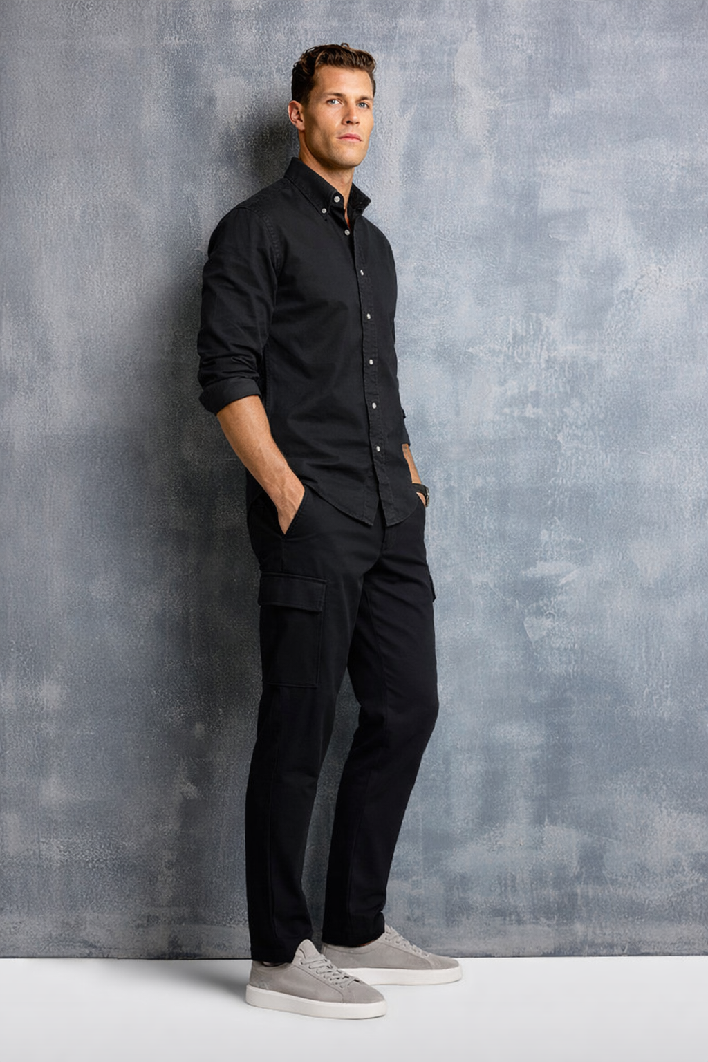 Men’s Classic Button-Down Shirt with Smart Collar, Long Sleeve