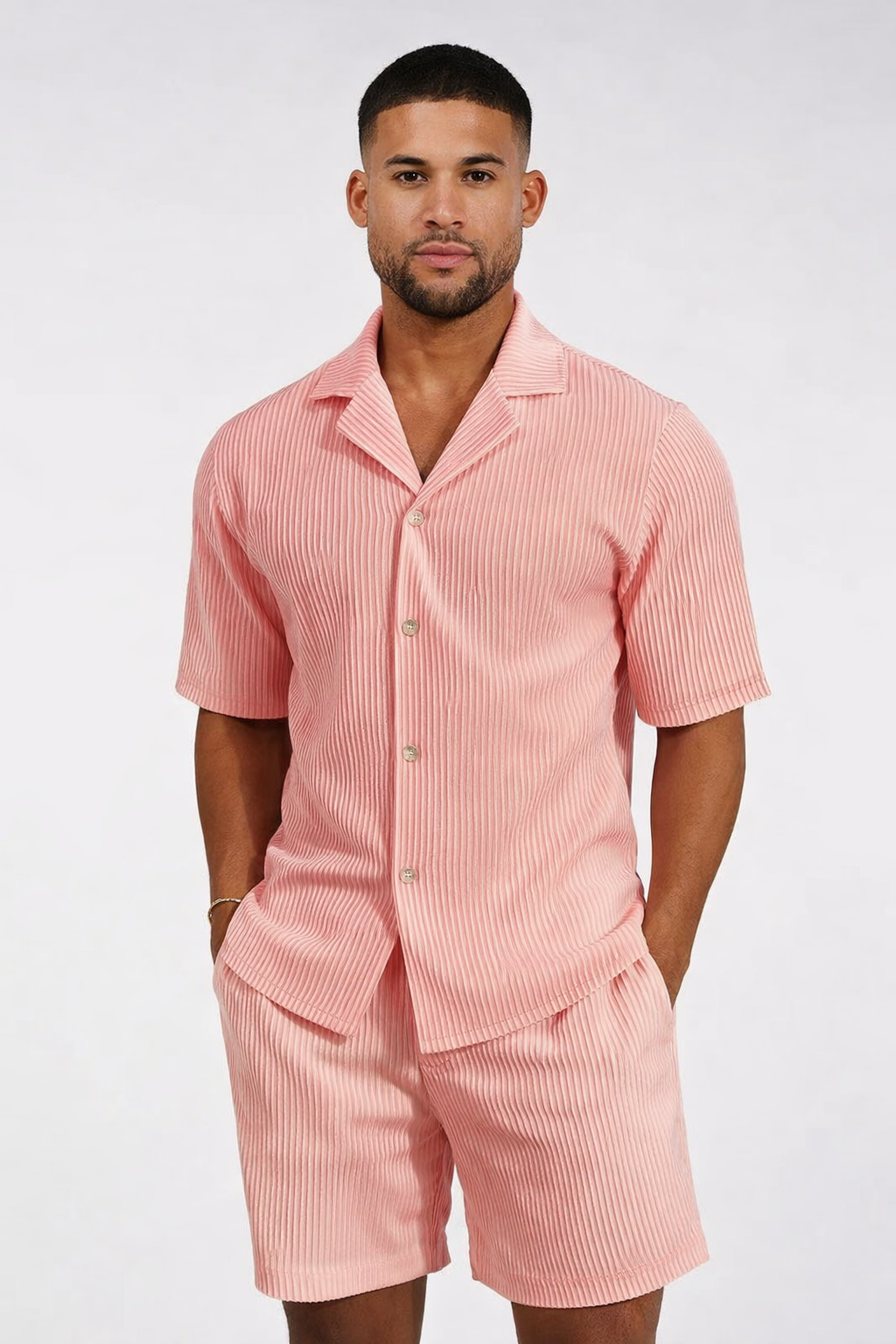 Charlie| Men’s Ribbed Texture Co-ord Set - Casual Summer Style