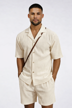 Charlie| Men’s Ribbed Texture Co-ord Set - Casual Summer Style
