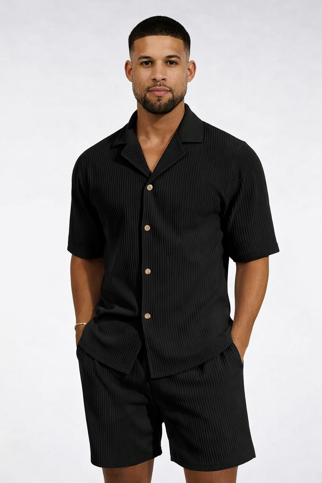 Charlie| Men’s Ribbed Texture Co-ord Set - Casual Summer Style