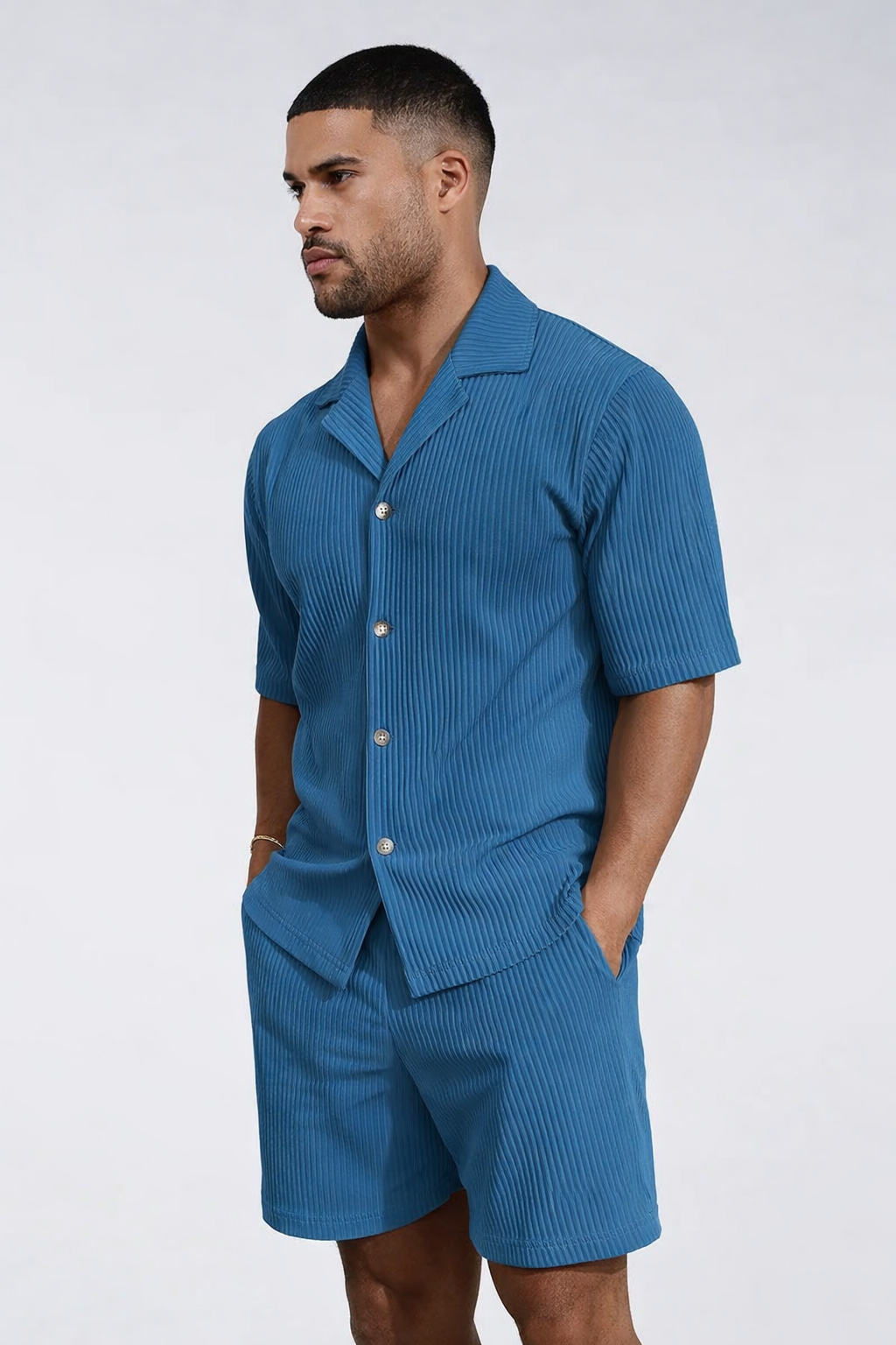 Charlie| Men’s Ribbed Texture Co-ord Set - Casual Summer Style