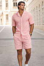 Charlie| Men’s Ribbed Texture Co-ord Set - Casual Summer Style