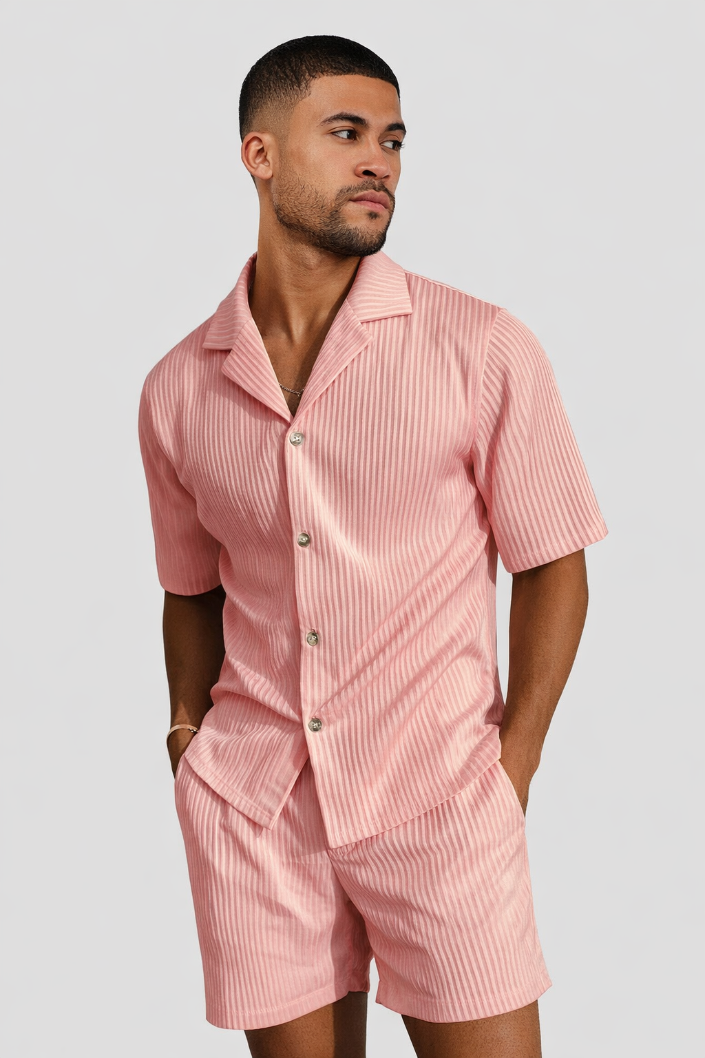 Charlie| Men’s Ribbed Texture Co-ord Set - Casual Summer Style