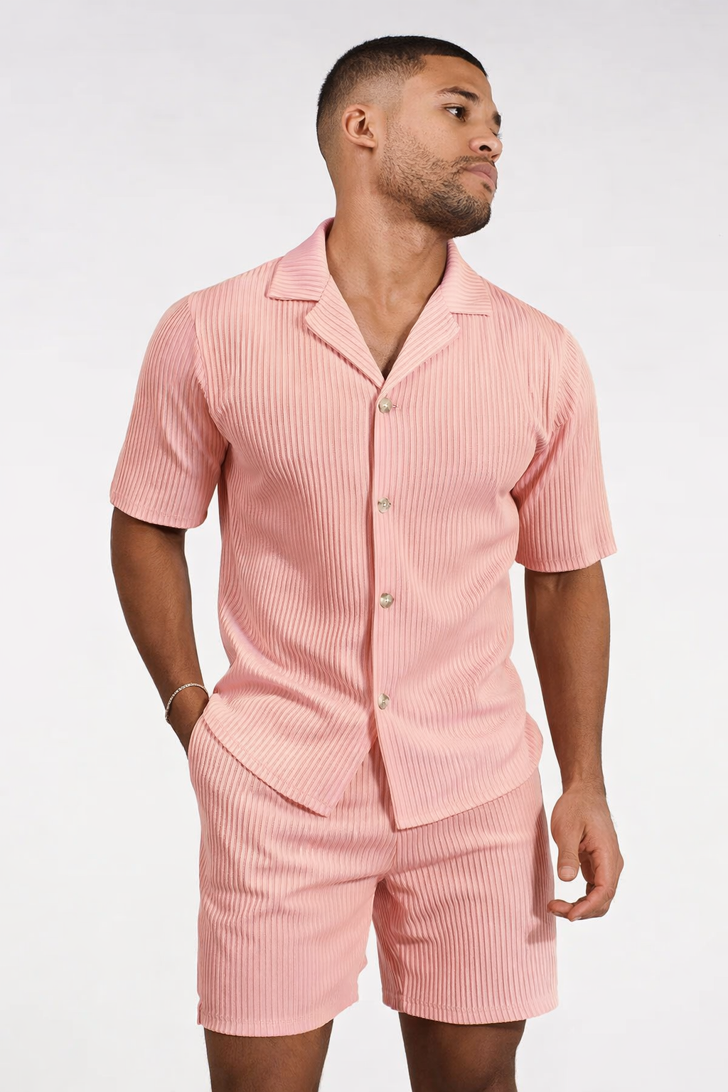 Charlie| Men’s Ribbed Texture Co-ord Set - Casual Summer Style