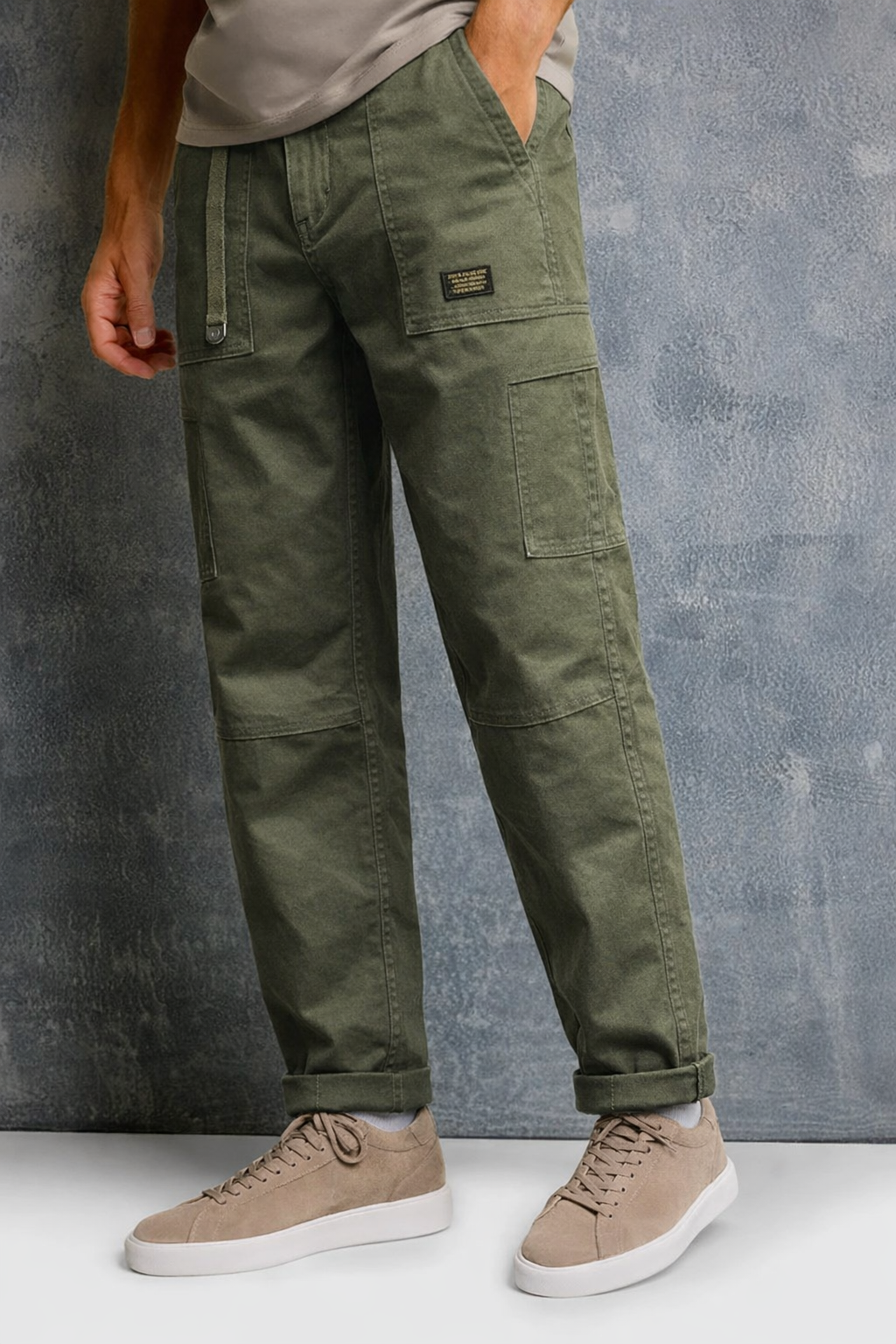 Men’s Utility Cargo Pants – Straight leg, Rugged Multi Pocket Panel Trousers with elasticated waist