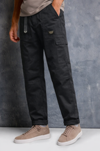 Men’s Utility Cargo Pants – Straight leg, Rugged Multi Pocket Panel Trousers with elasticated waist