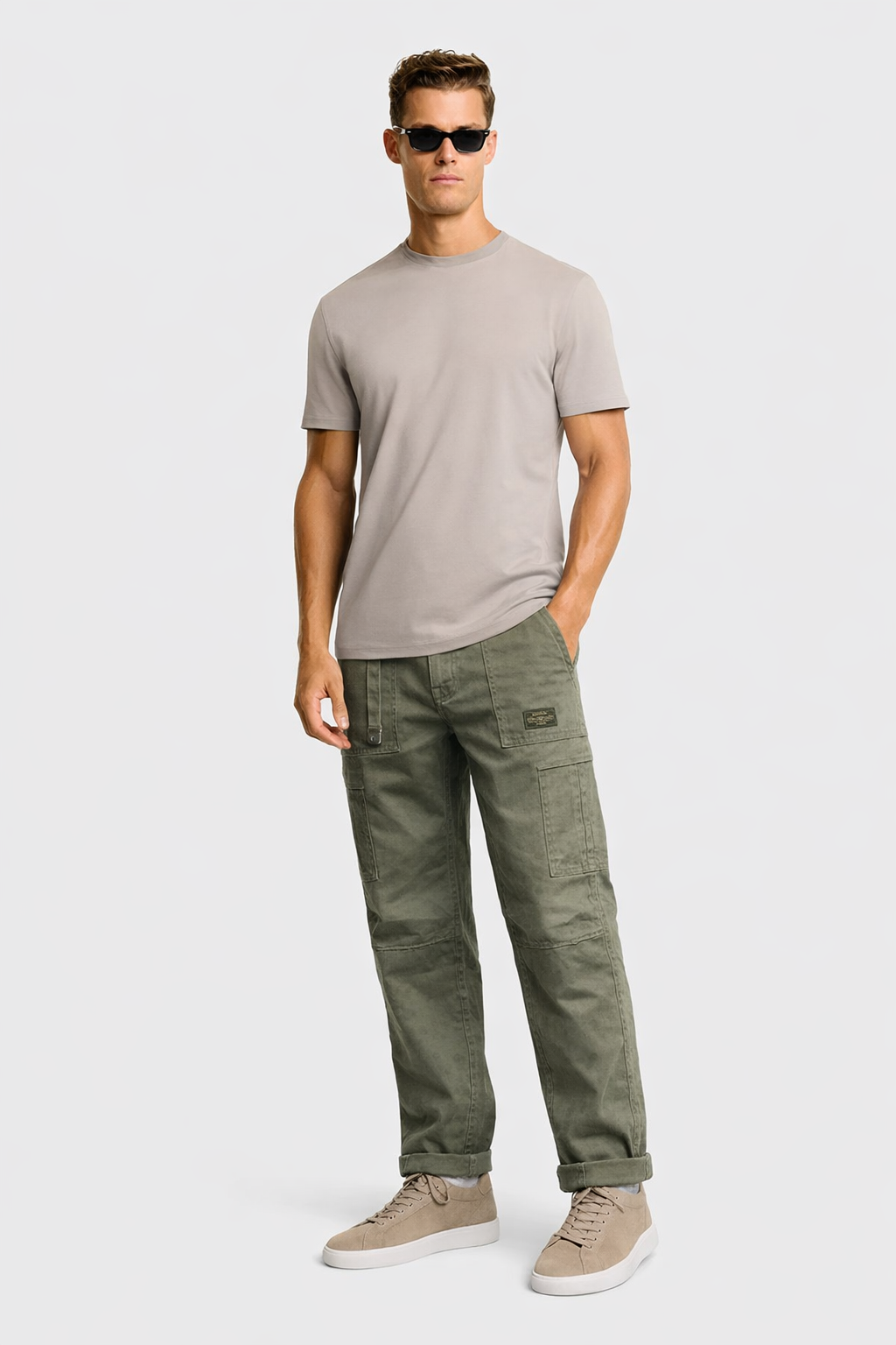 Men’s Utility Cargo Pants – Straight leg, Rugged Multi Pocket Panel Trousers with elasticated waist