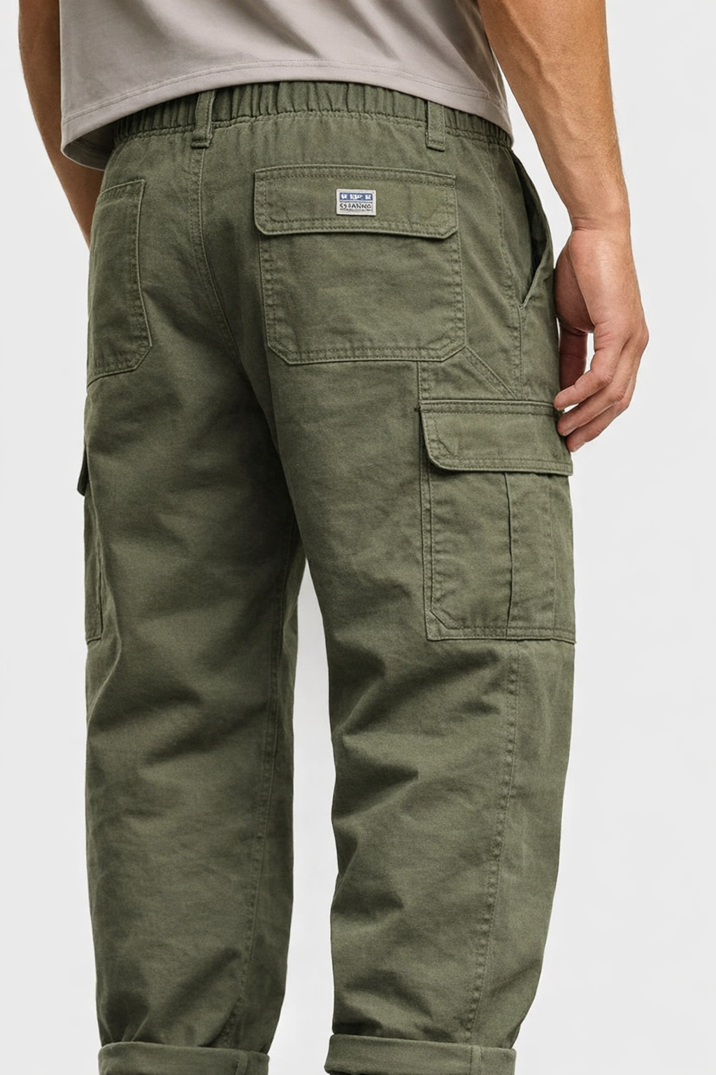 Men’s Utility Cargo Pants – Straight leg, Rugged Multi Pocket Panel Trousers with elasticated waist