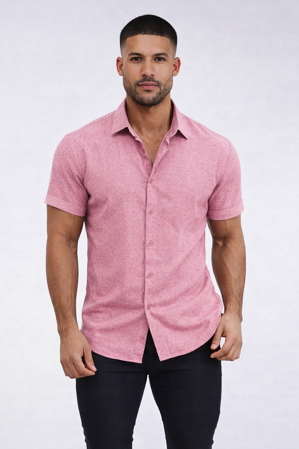 Men’s Old Money Linen Short Sleeve Shirt – Classic Button-Up. Stretchy for all day Comfort