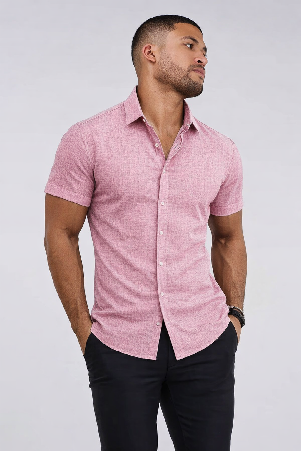 Men’s Old Money Linen Short Sleeve Shirt – Classic Button-Up. Stretchy for all day Comfort