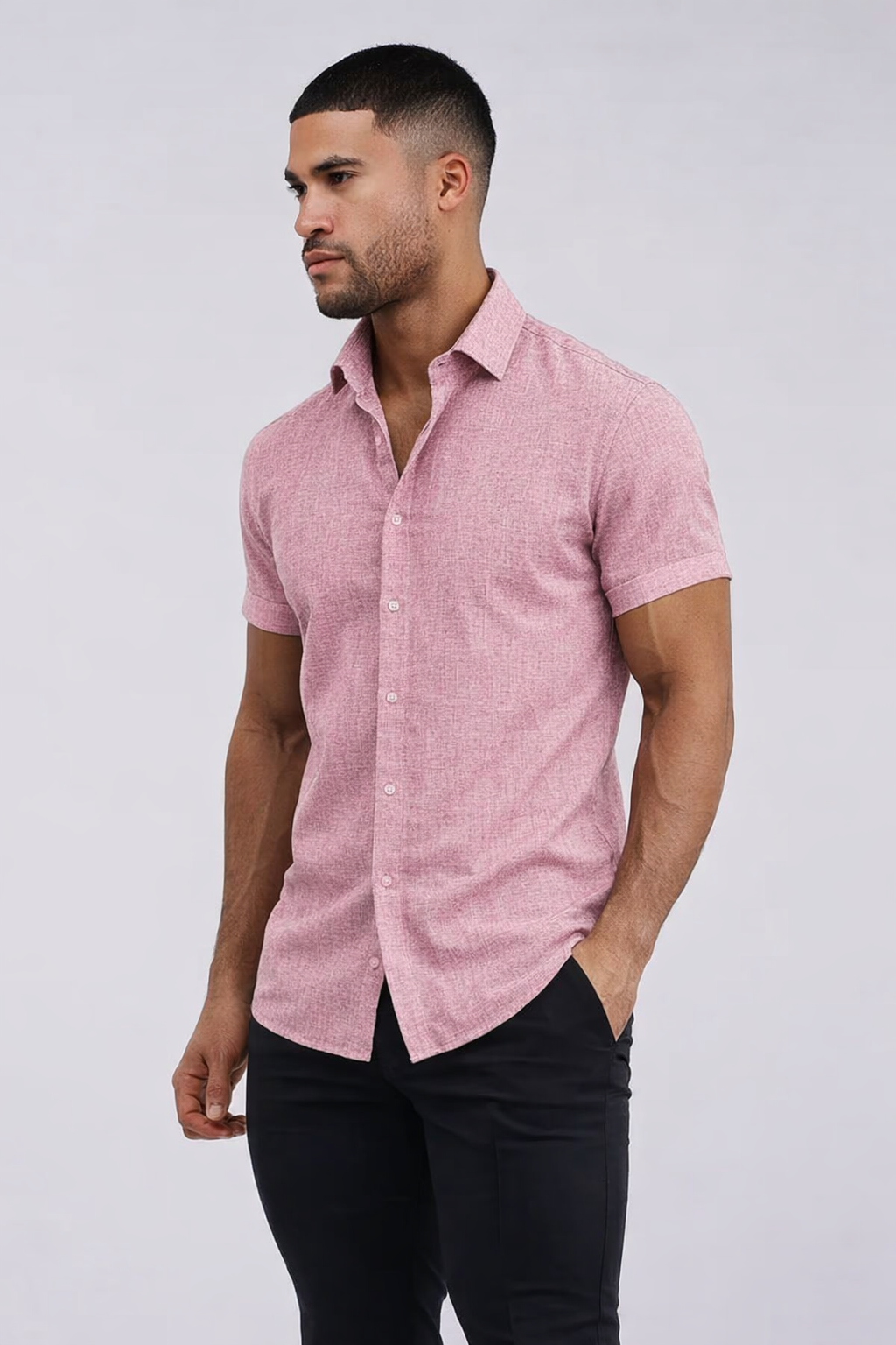 Men’s Old Money Linen Short Sleeve Shirt – Classic Button-Up. Stretchy for all day Comfort