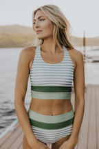 Harriet | Colorblock Cut Back Bikini Set - Stylish Bandeau Neckline