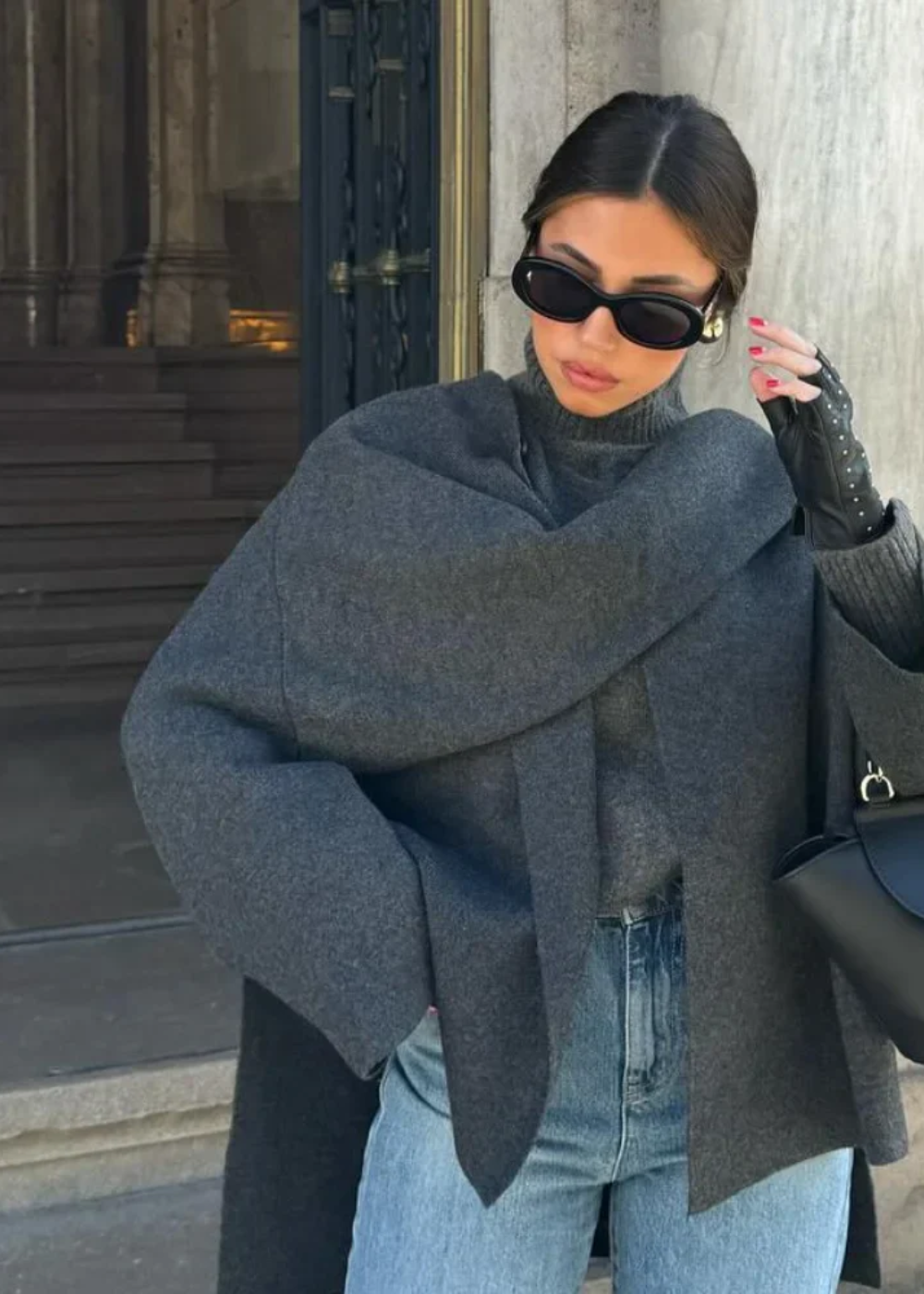 Angela | Women's knitted Cape Coat - Wool