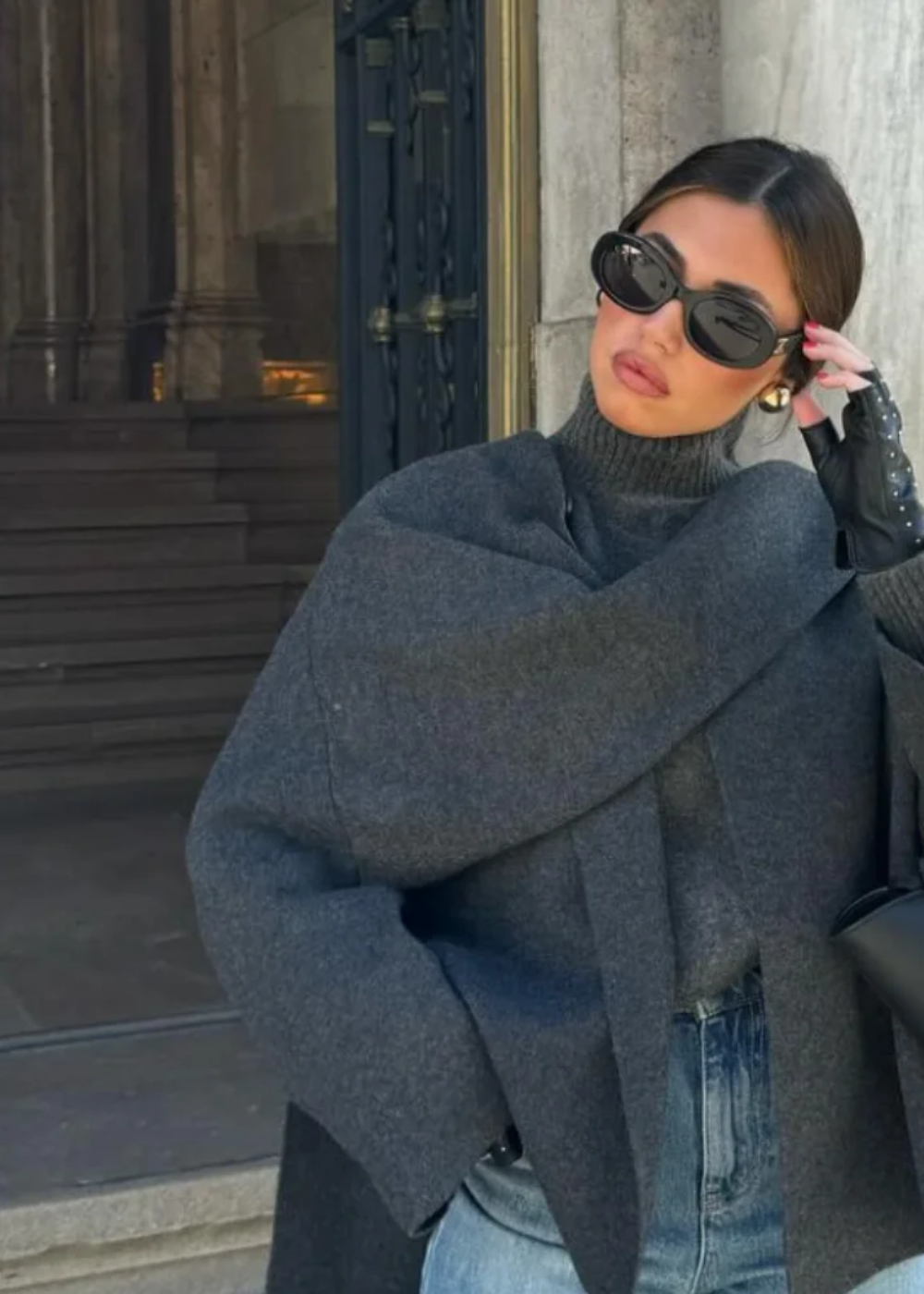 Angela | Women's knitted Cape Coat - Wool