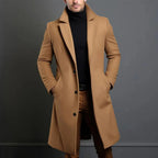 Men’s Overcoat Slim Fit - Faux Wool, Mid Length Winter Coat with Button Closure
