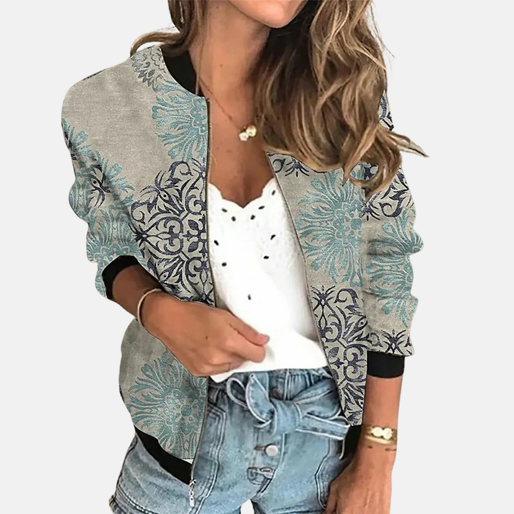 Stephanie Women’s Bomber Jacket with Floral Print – Casual Wear
