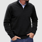 Men’s Classic Zip-Up Knit Sweater – Long Sleeve Half Zip Pullover with Ribbed Cuffs & Hem – Smart Casual Everyday Jumper