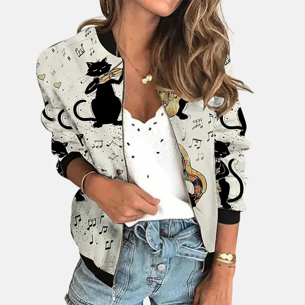Stephanie Women’s Bomber Jacket with Floral Print – Casual Wear
