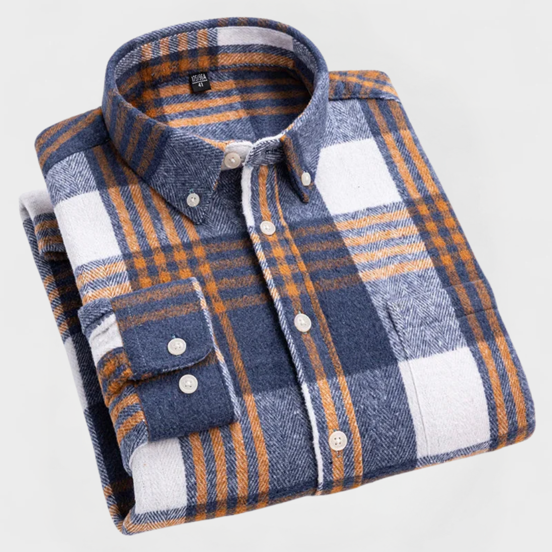 Men’s Classic Check Flannel Shirt – Long Sleeve Button-Up Casual Shirt – Soft Brushed Cotton Design