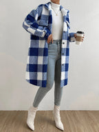 Zoe | Women’s Longline Oversized Plaid Coat - Cozy Stylish Winter Button Down Outerwear Jacket
