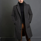 Men’s Overcoat Slim Fit - Faux Wool, Mid Length Winter Coat with Button Closure
