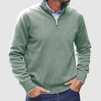 Men’s Classic Zip-Up Knit Sweater – Long Sleeve Half Zip Pullover with Ribbed Cuffs & Hem – Smart Casual Everyday Jumper