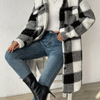 Zoe | Women’s Longline Oversized Plaid Coat - Cozy Stylish Winter Button Down Outerwear Jacket