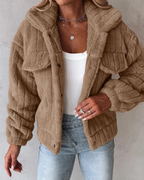 Elizabeth | Women’s Sherpa Button-Front Casual Jacket - Warm Layered Outerwear with Front Pockets