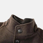 James | Men’s Mid-Length Stand Collar Overcoat - Faux Wool Formal Winter Coat