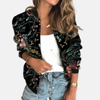 Stephanie Women’s Bomber Jacket with Floral Print – Casual Wear