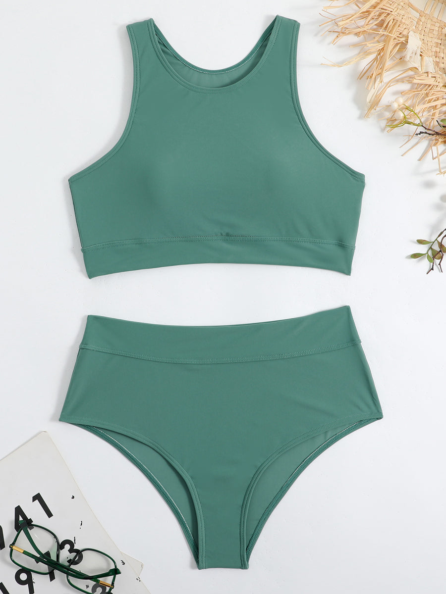Dawn | Women's Two-Piece Swimsuit Green High Waist