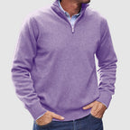 Men’s Classic Zip-Up Knit Sweater – Long Sleeve Half Zip Pullover with Ribbed Cuffs & Hem – Smart Casual Everyday Jumper