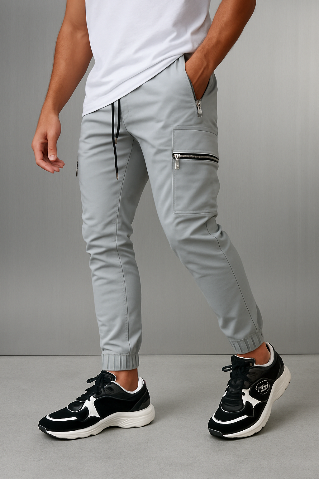 Luxe Cargo Pants - Light Grey