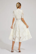 Aurora | Women’s Elegant Lace Midi Dress with Short Sleeves