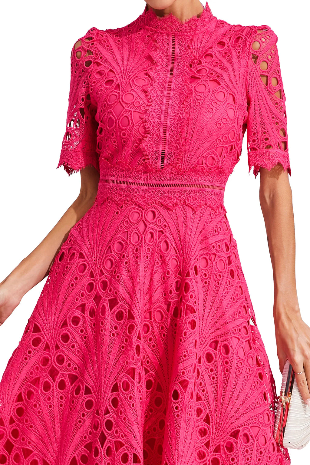 Aurora | Women’s Elegant Lace Midi Dress with Short Sleeves